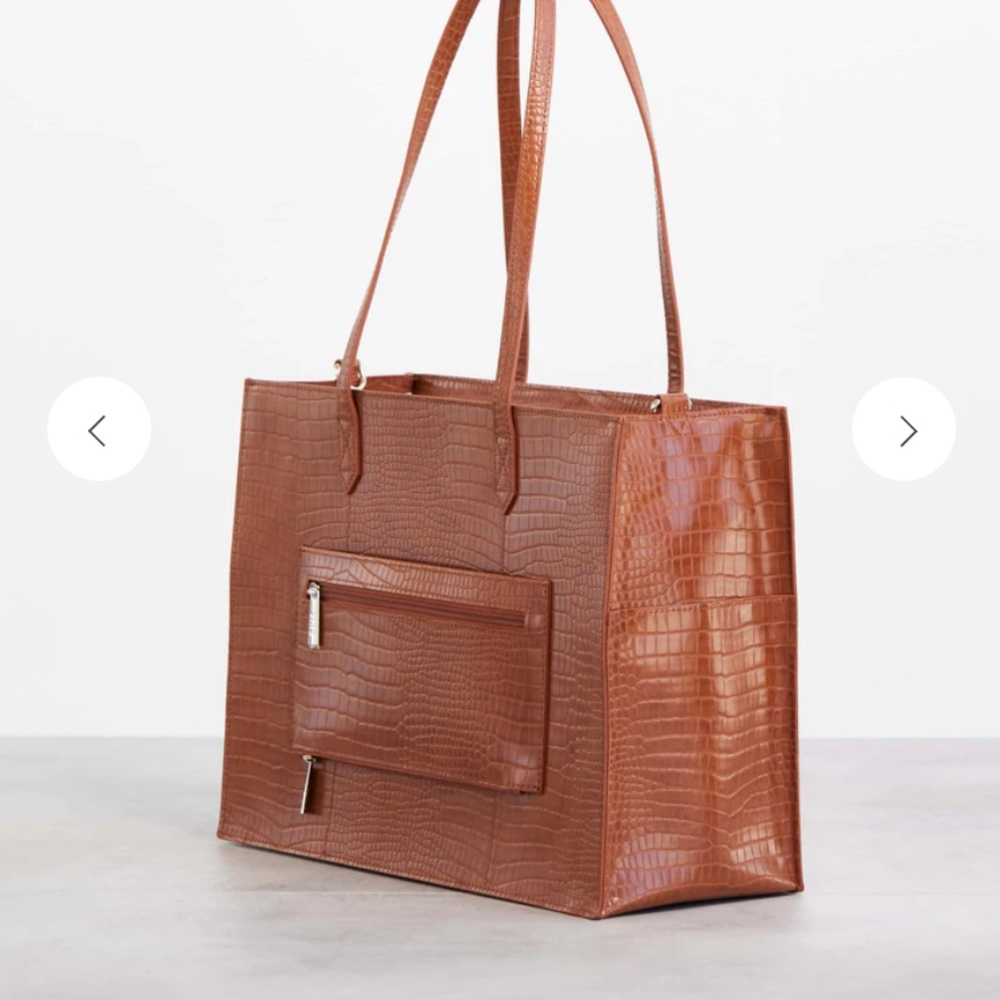 The Mini Work Tote IN  COGNAC CROC